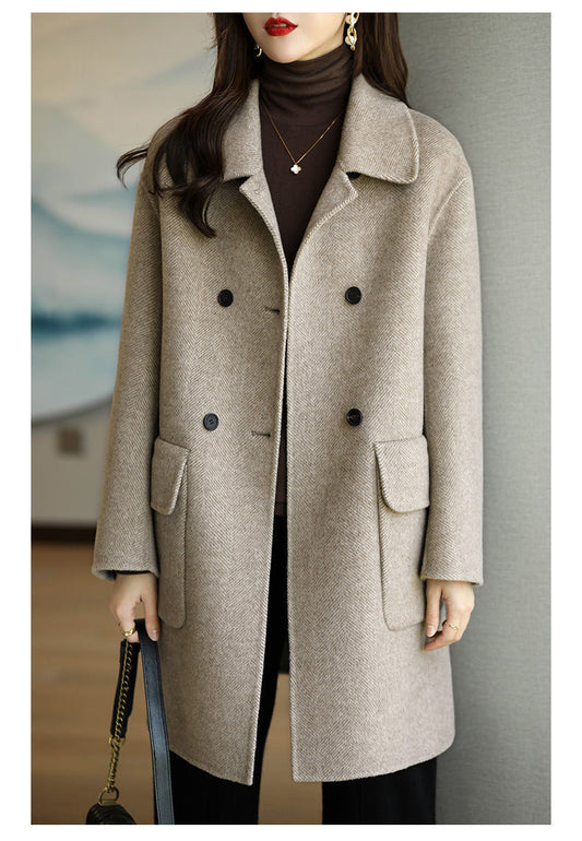 Elegant Mid-Length Woolen Coat