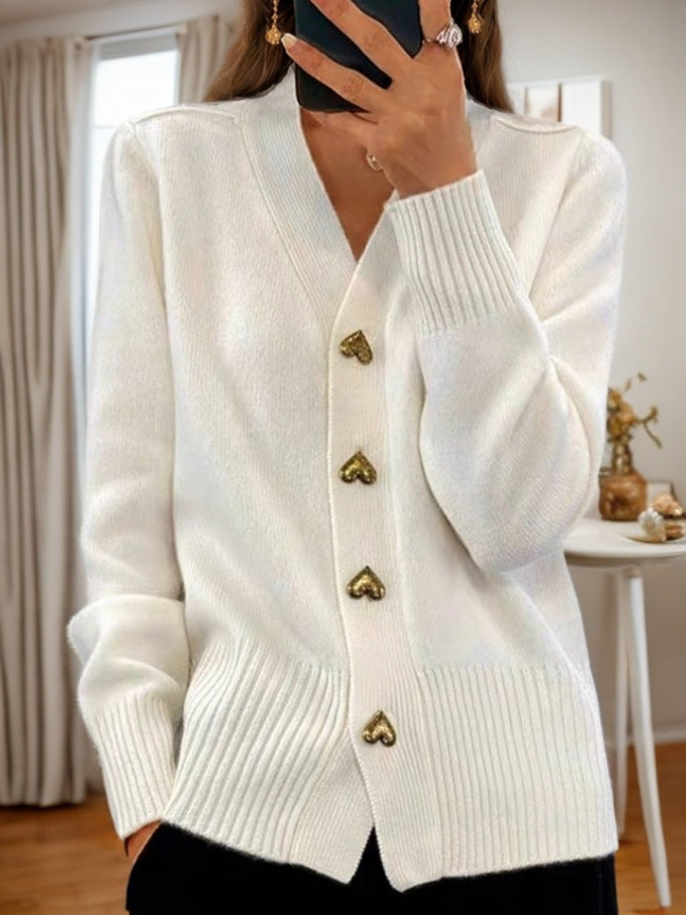 Heart Button Knit Cardigan