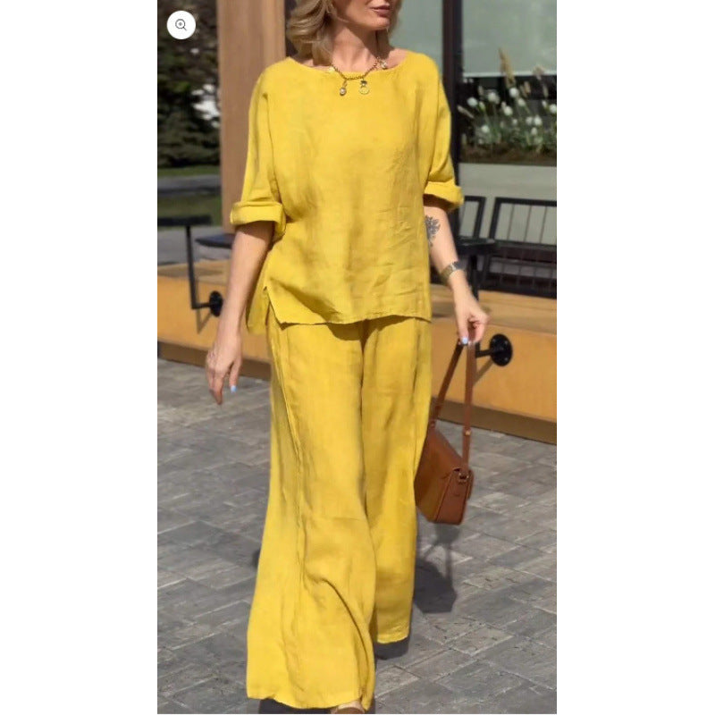 Cotton Linen Loose Casual Two-Piece Suit