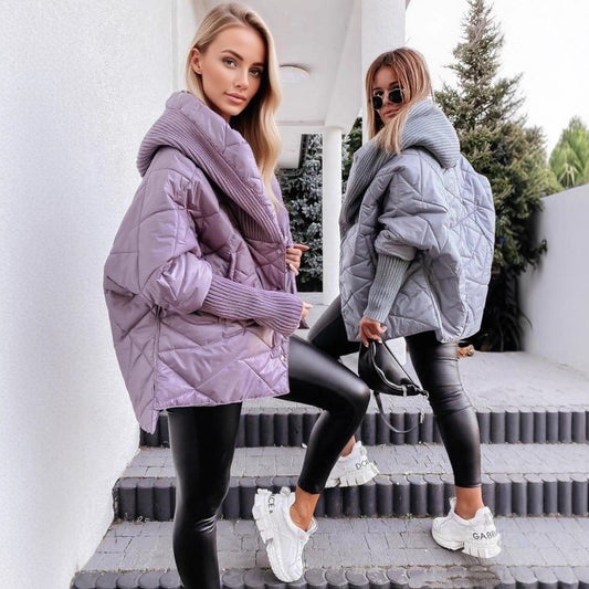 Diamond Quilted Hooded Casual Coat