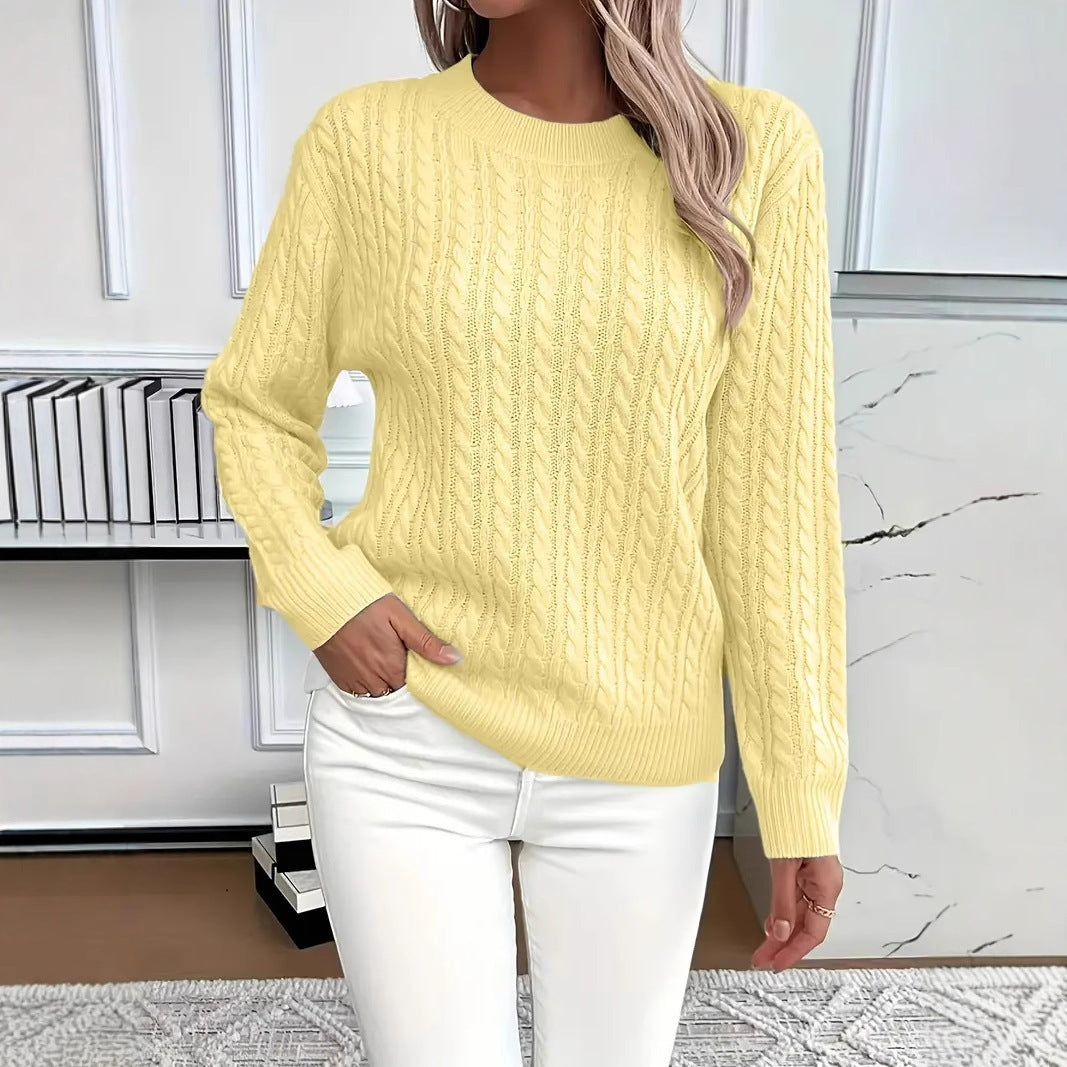 Classic Twist Knit Round Neck Sweater