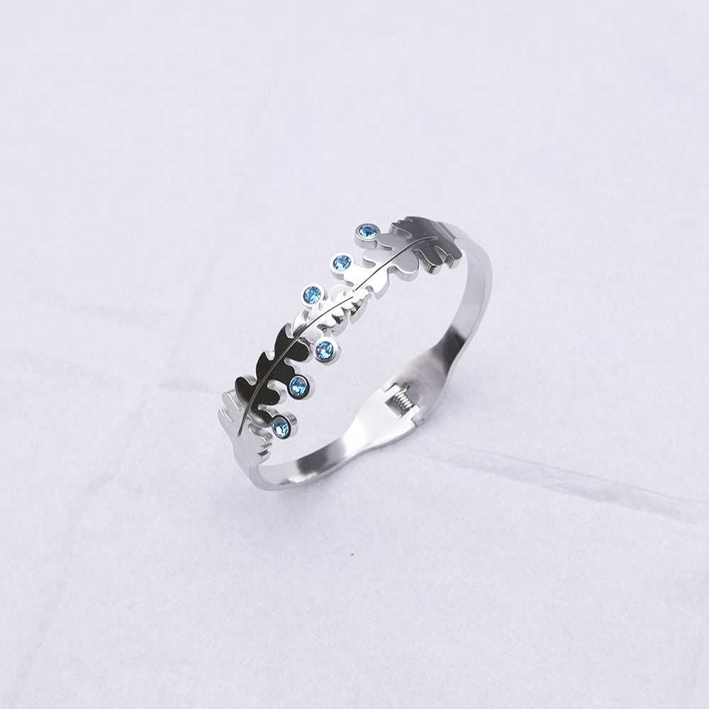 Leaf Crystal Cuff Bracelet