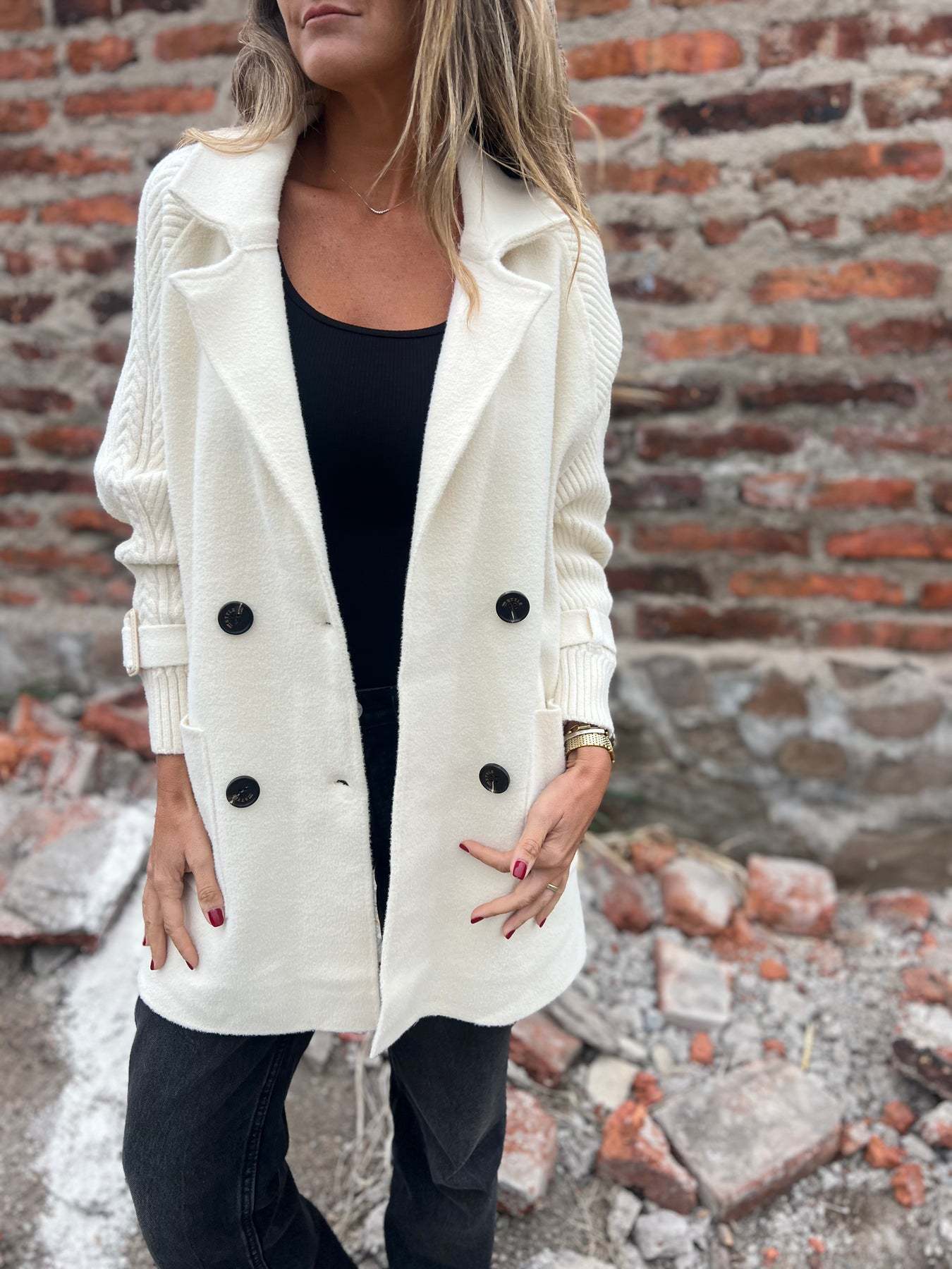 Double-Faced Wool Blend Mid-Length Coat