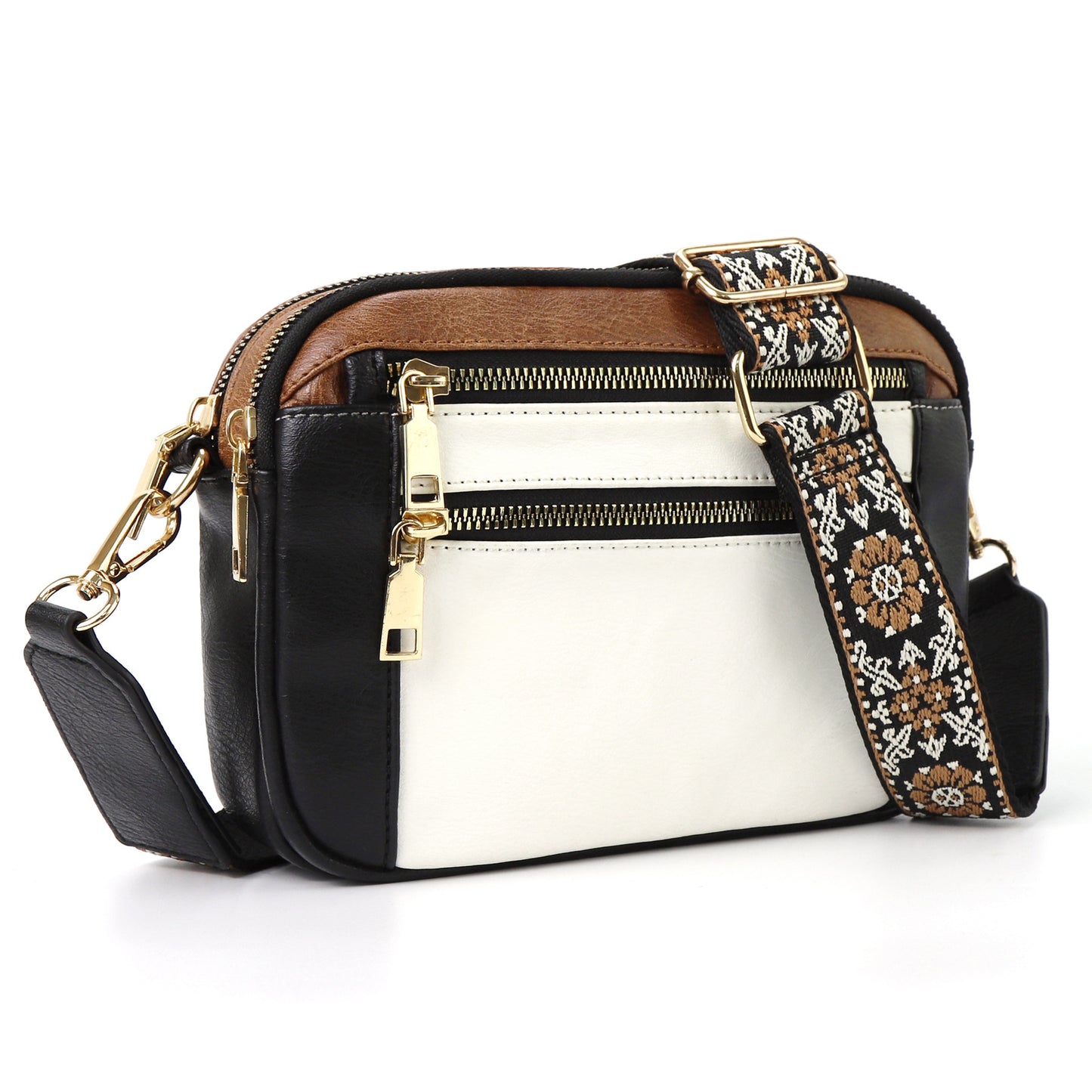 Multi-Pocket PU Crossbody Bag