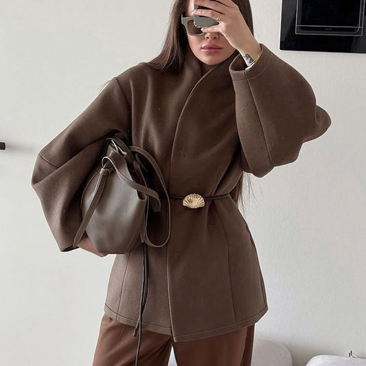 Elegant Brown Wool Coat