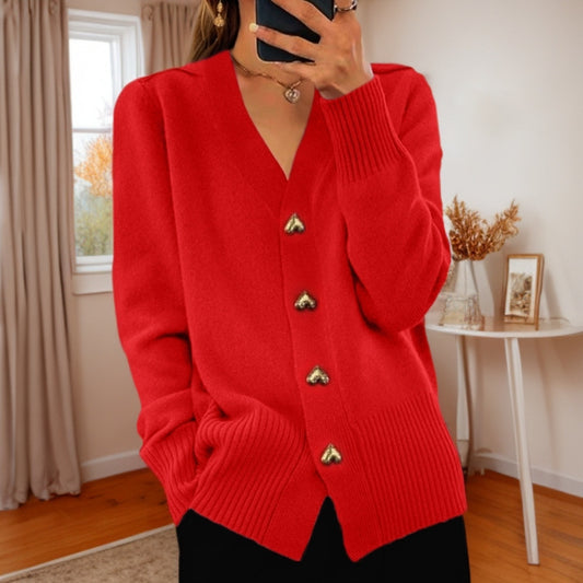 Heart Button Knit Cardigan