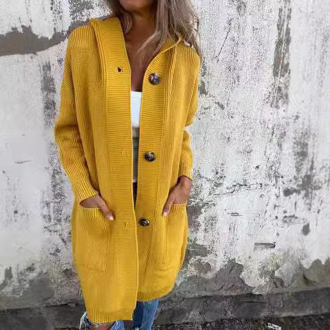 Mid-Length Knit Button Cardigan