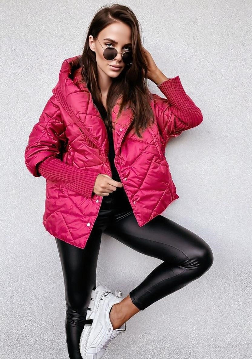 Diamond Quilted Hooded Casual Coat