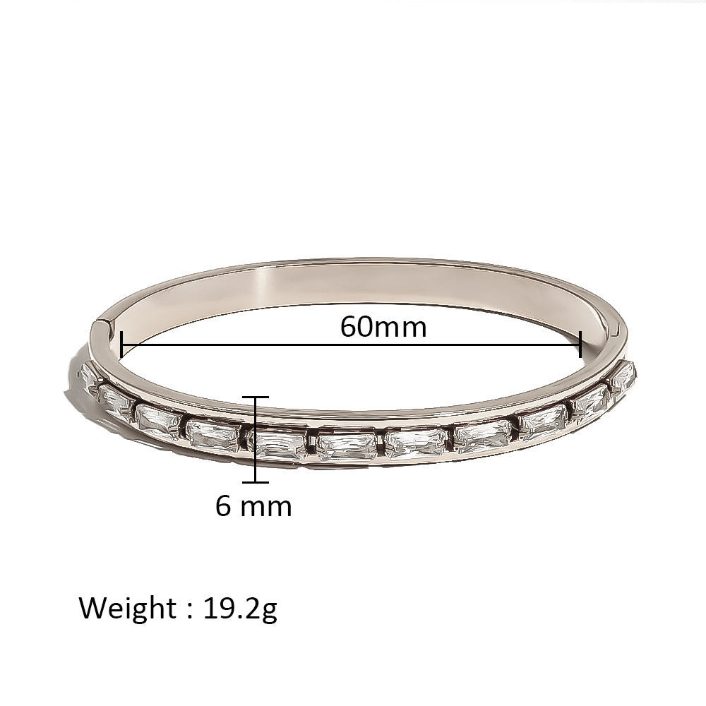 Titanium Steel Crystal Bar Bracelet