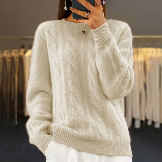 Retro Cable-Knit Pullover Sweater
