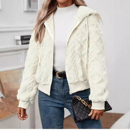 Cozy Hooded Knit Fleece Cardigan
