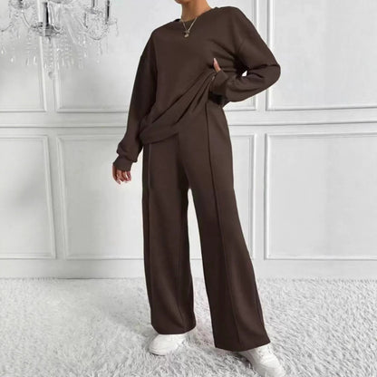 Round Neck Long Sleeve Trousers Set
