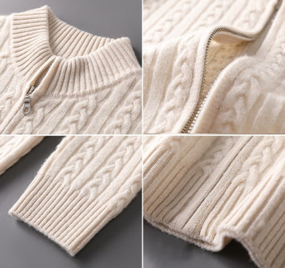 Sweter wełniany z zamkiem błyskawicznym – kołnierz stójka