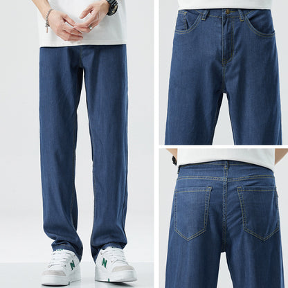 Luźne, proste jeansy z jedwabiu lodowego