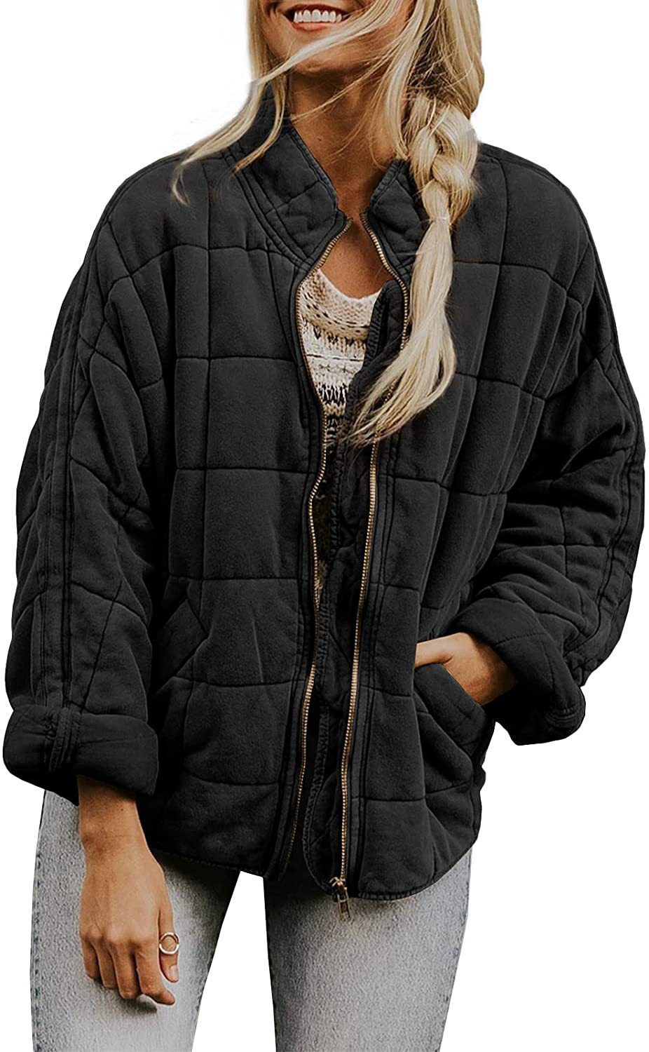 Solid Color Stand Collar Zip-Up Jacket