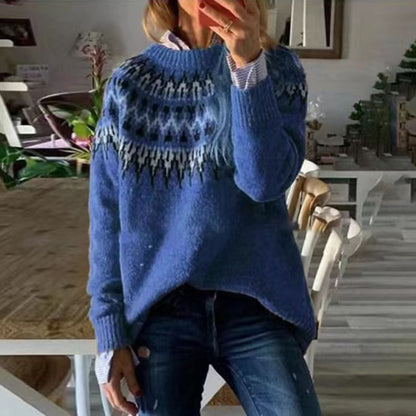 Vintage Jacquard Knit Pullover Sweater