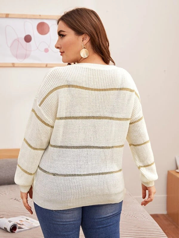 Casual Loose Knit Stripe Sweater