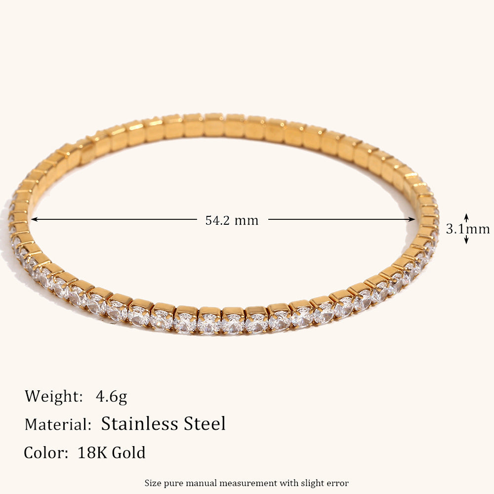 Stainless Steel Zircon Stretch Bracelet
