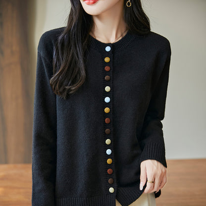 Colorful Button Knitted Cardigan