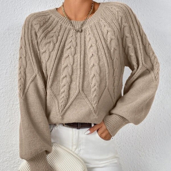 Retro Cable-Knit Pullover Sweater