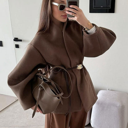 Elegant Brown Wool Coat
