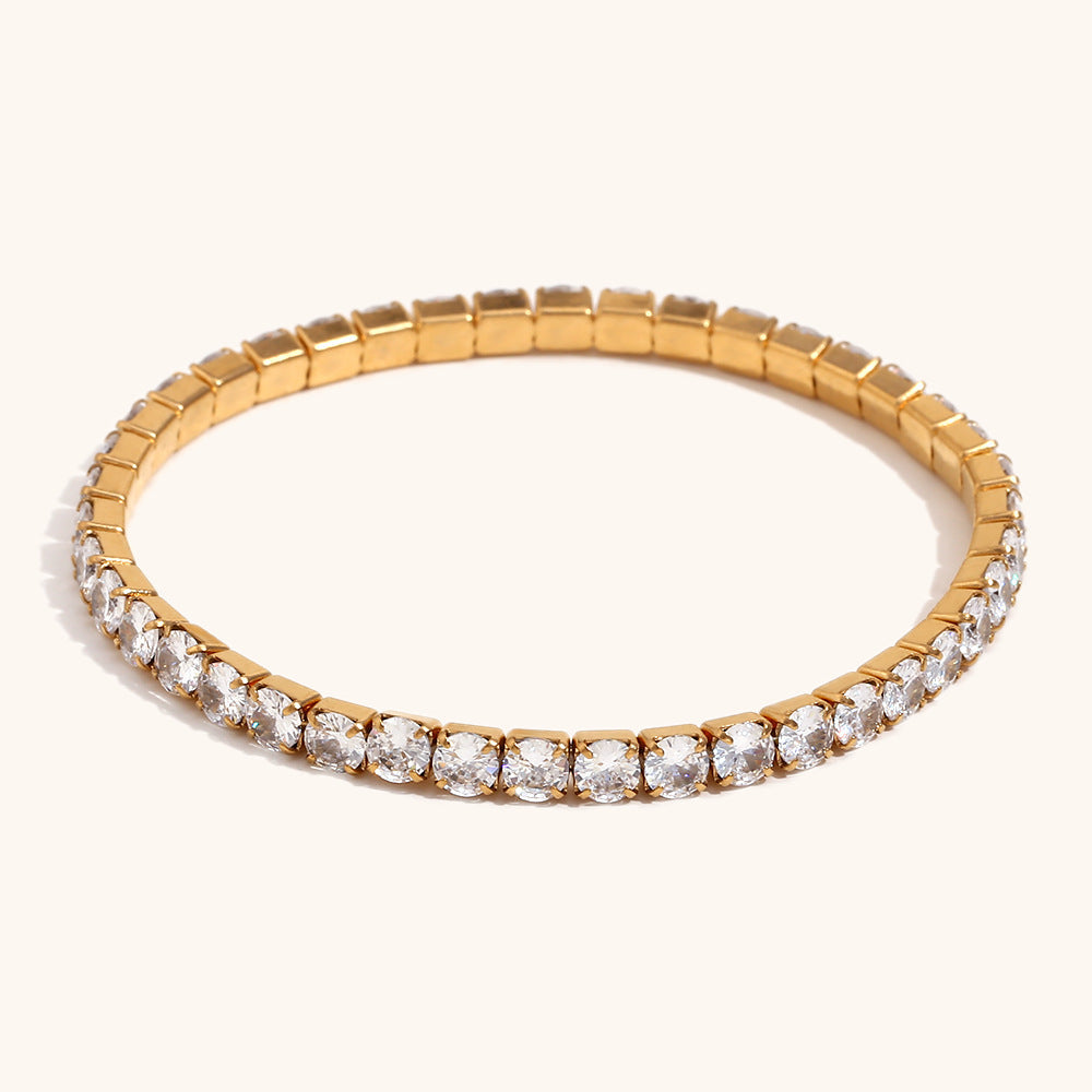 Stainless Steel Zircon Stretch Bracelet