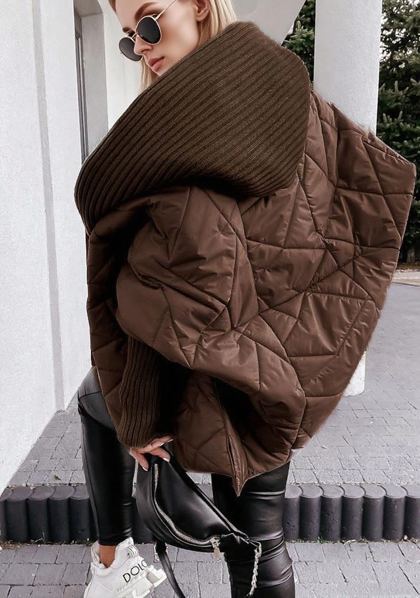 Diamond Quilted Hooded Casual Coat