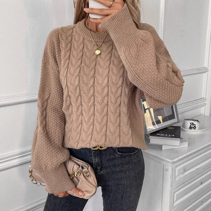 Cable-Knit Round Neck Sweater