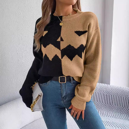 Spooky Face Contrast Pullover