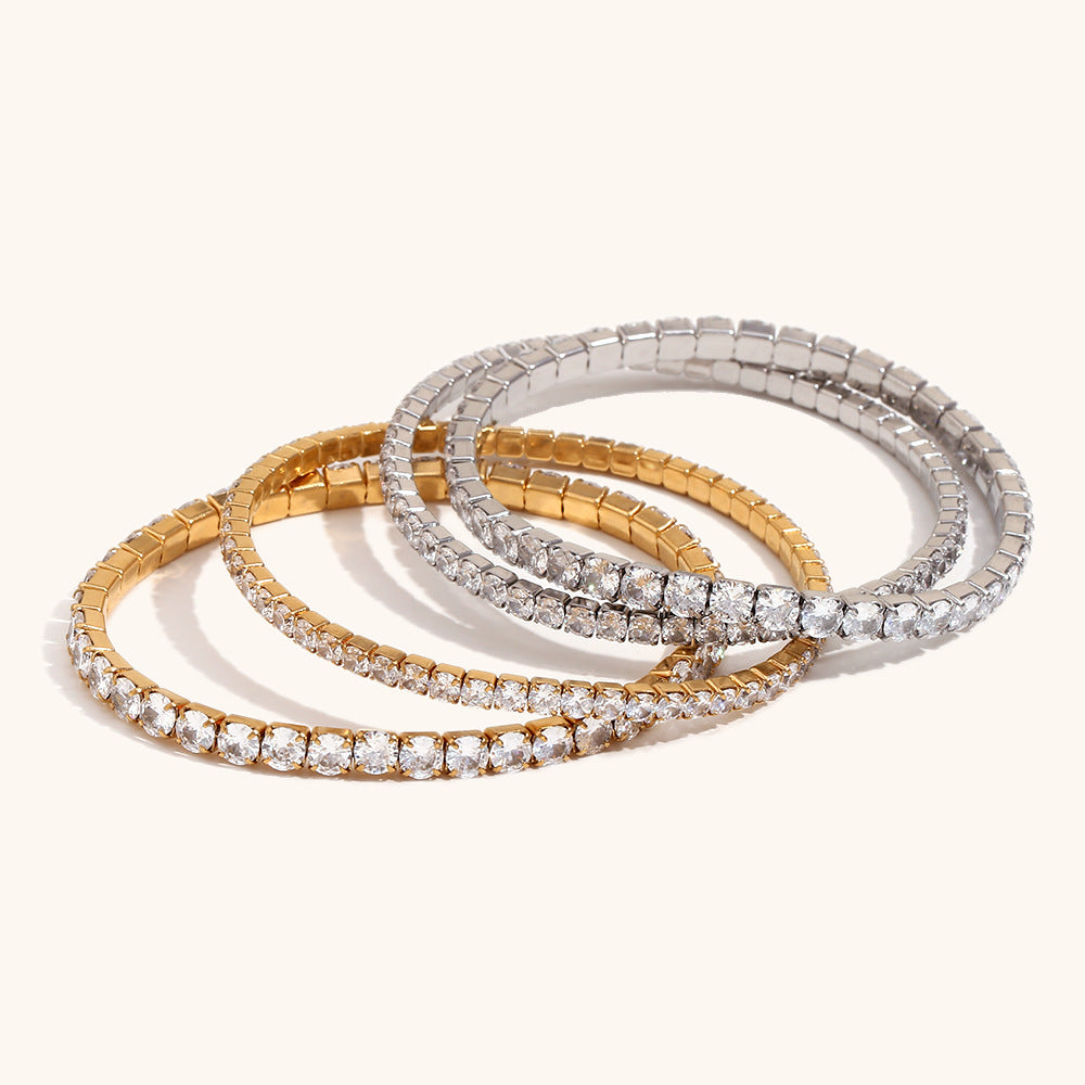 Stainless Steel Zircon Stretch Bracelet