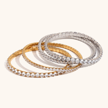 Stainless Steel Zircon Stretch Bracelet