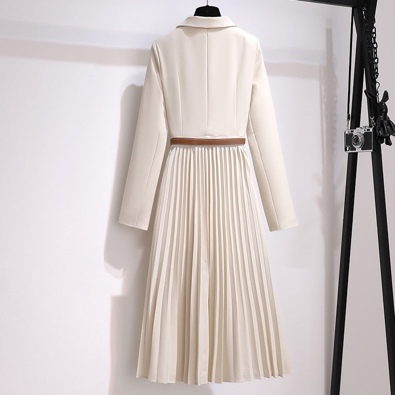 Pleated Blazer Midi Dress