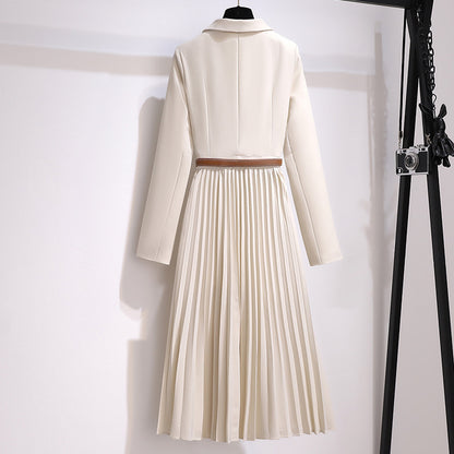 Pleated Blazer Midi Dress