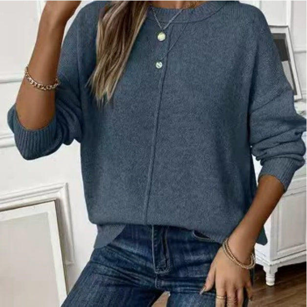 Simple Knitted Pullover Sweater