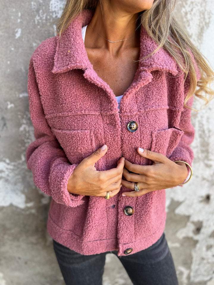 Lamb Wool Lapel Button Jacket
