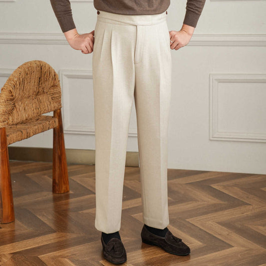 Spodnie garniturowe proste z wysokim stanem