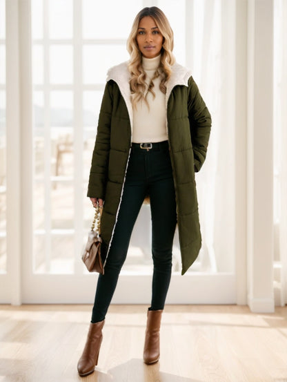 Long Hooded Padded Winter Coat