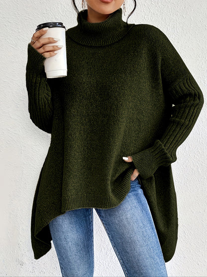 Irregular Turtleneck Knit Sweater