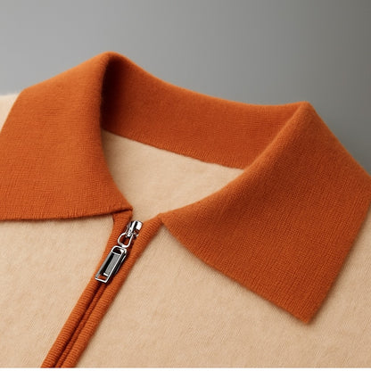 Dzianinowa koszulka polo z zamkiem błyskawicznym