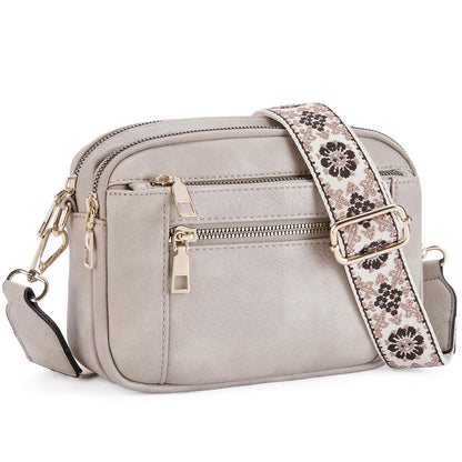 Multi-Pocket PU Crossbody Bag