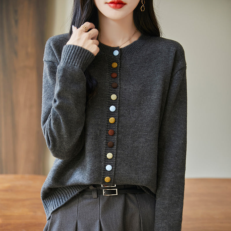 Colorful Button Knitted Cardigan