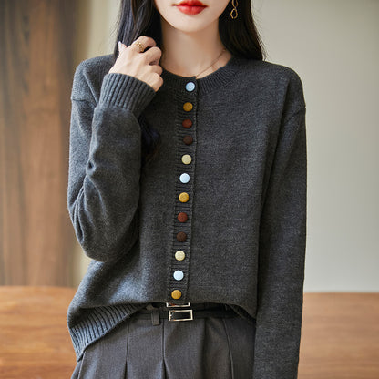 Colorful Button Knitted Cardigan