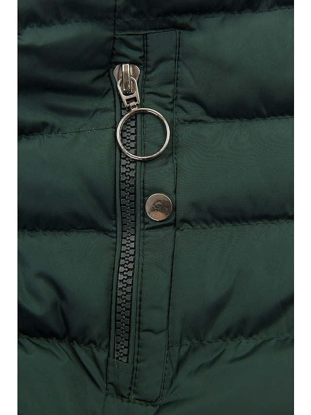 Plush Hooded Mid-Length Puffer Coat