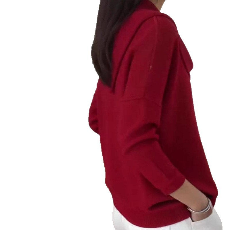 Cozy Cowl Neck Solid Knit Sweater