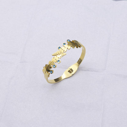 Leaf Crystal Cuff Bracelet