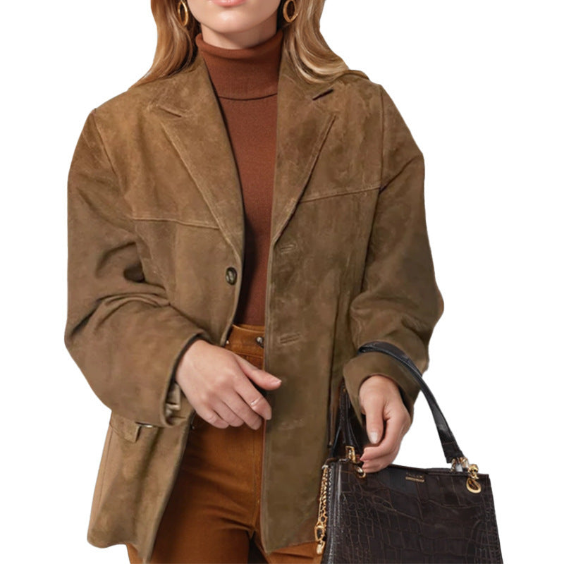 Women's Retro Loose Suede Jacket