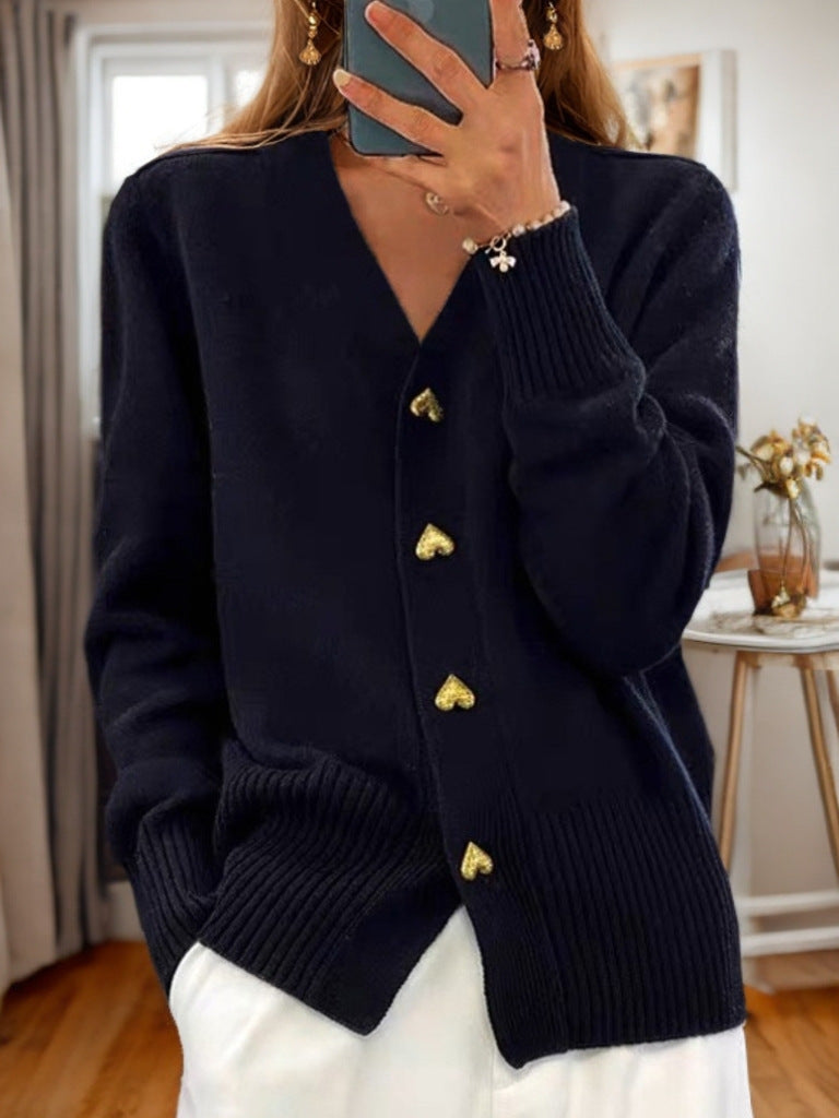 Heart Button Knit Cardigan