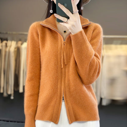 Half-Zip High Neck Knit Cardigan