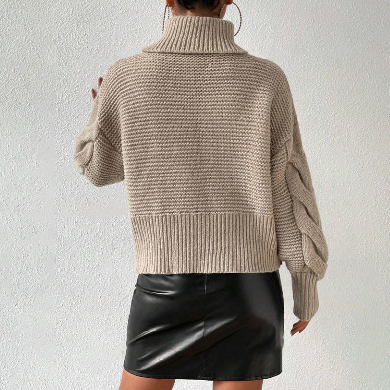 Soft Cable High-Neck Knit