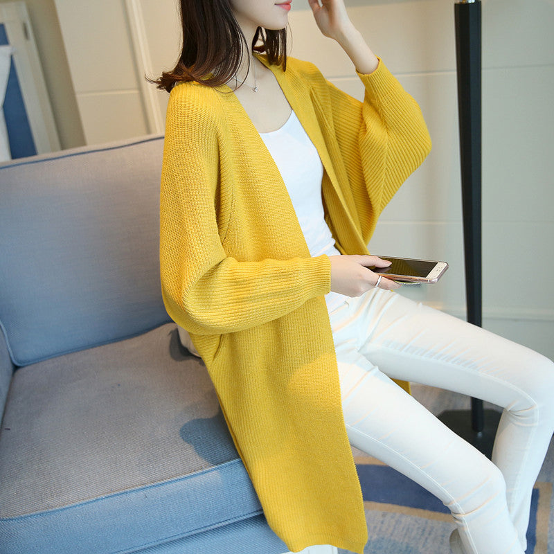 Cozy Mid-Length Knit Cardigan Sweater